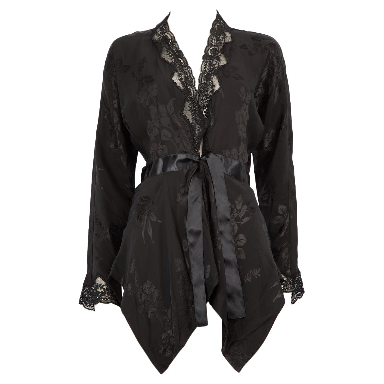 Etro Black Floral Jacquard Lace Trim Cardigan Size XS