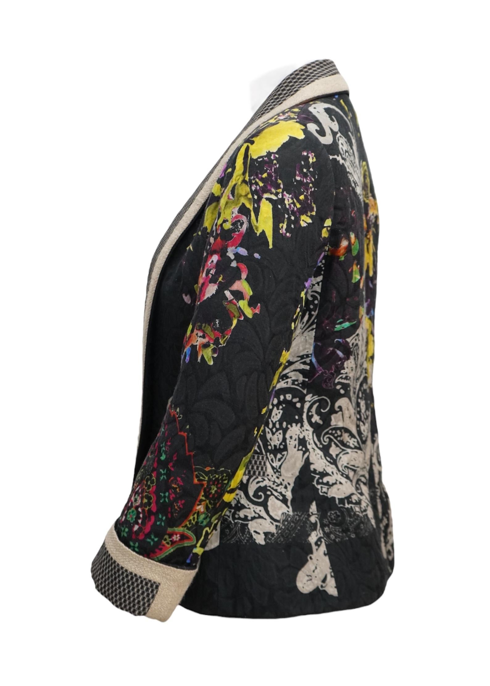Etro - Blazer nero con motivo floreale e paisley - sz 40 In condizioni ottime in vendita a Beverly Hills, CA