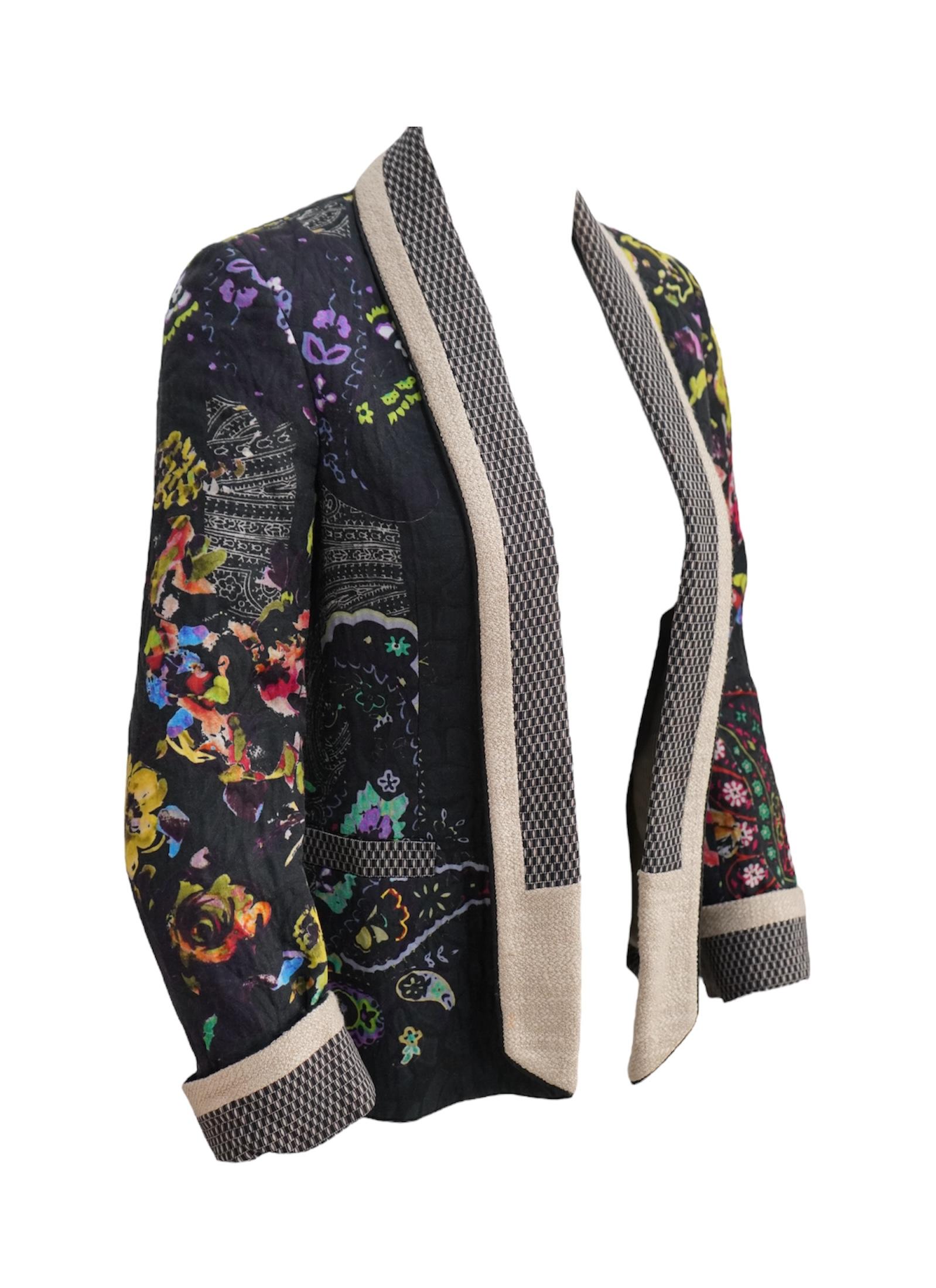Donna Etro - Blazer nero con motivo floreale e paisley - sz 40 in vendita