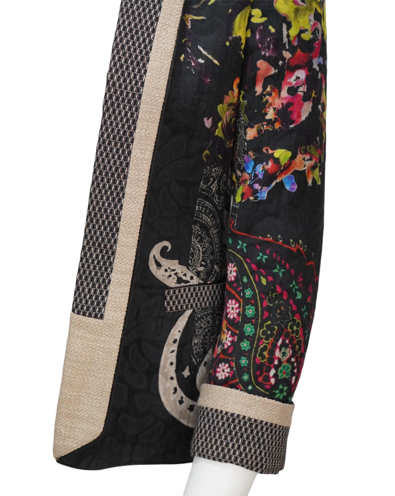 Etro - Blazer nero con motivo floreale e paisley - sz 40 in vendita 1