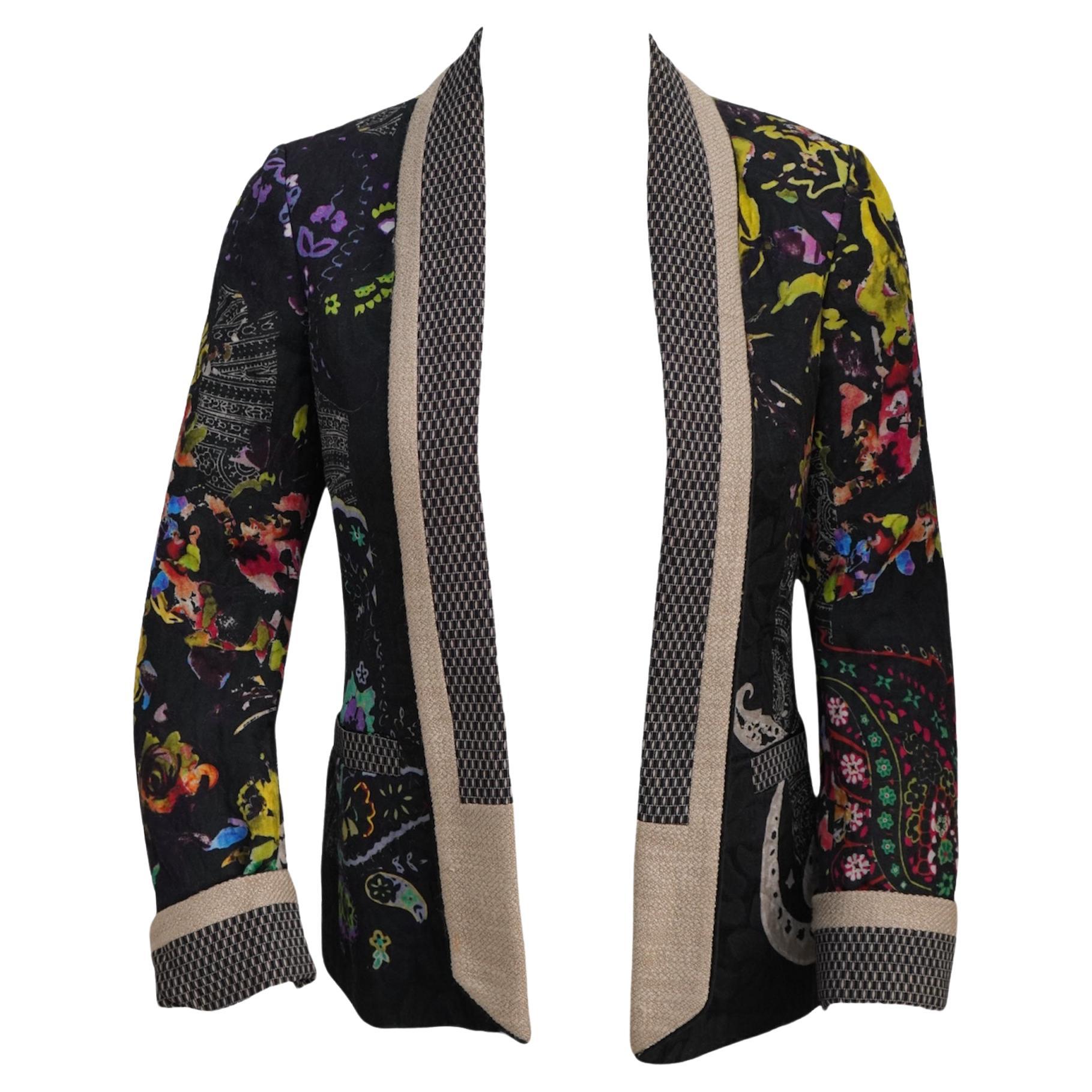 Etro - Blazer nero con motivo floreale e paisley - sz 40