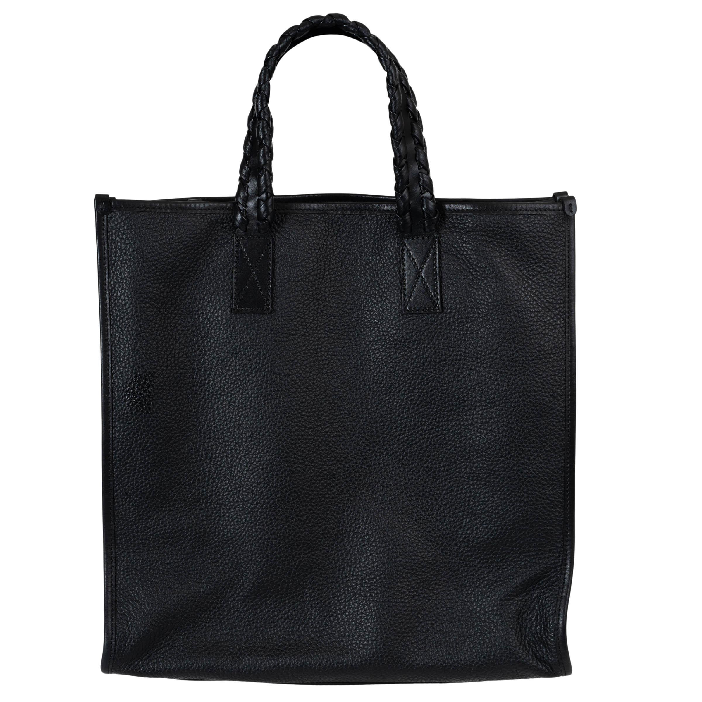 Bolso Tote LOGO de ETRO en piel granulada negra Negro