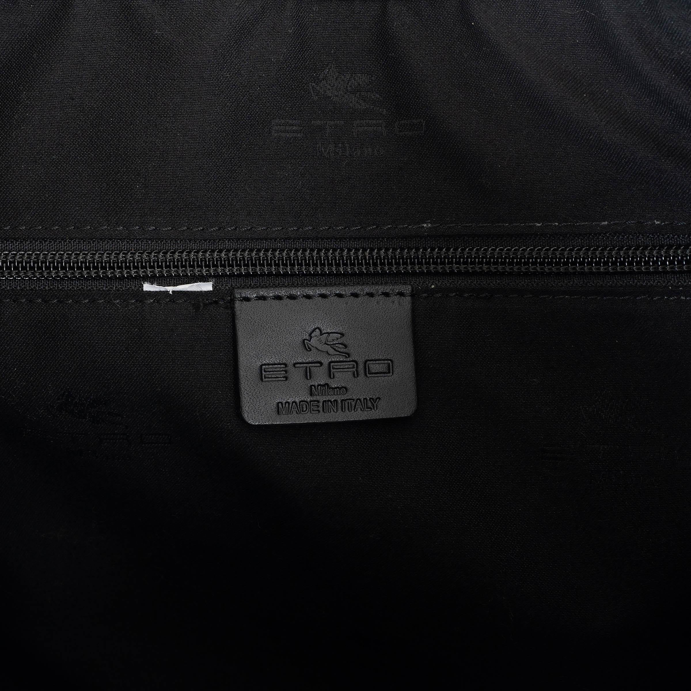Bolso Tote LOGO de ETRO en piel granulada negra 2