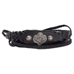 ETRO black leather BRAIDED & EBELLISHED WRAP Belt One Size