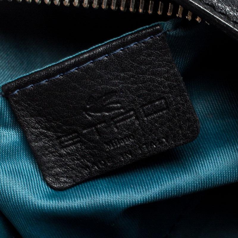 Etro Schwarze halbmondförmige Umhängetasche aus Leder 7