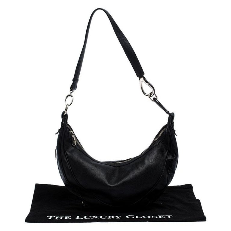 Etro Black Leather Half Moon Shoulder Bag For Sale at 1stDibs