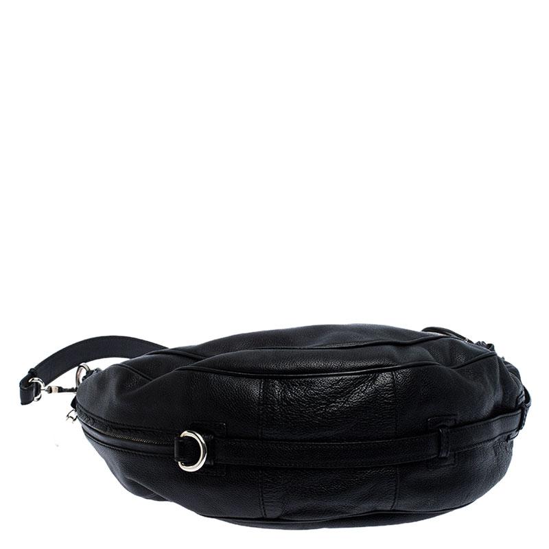 Etro Schwarze halbmondförmige Umhängetasche aus Leder 1
