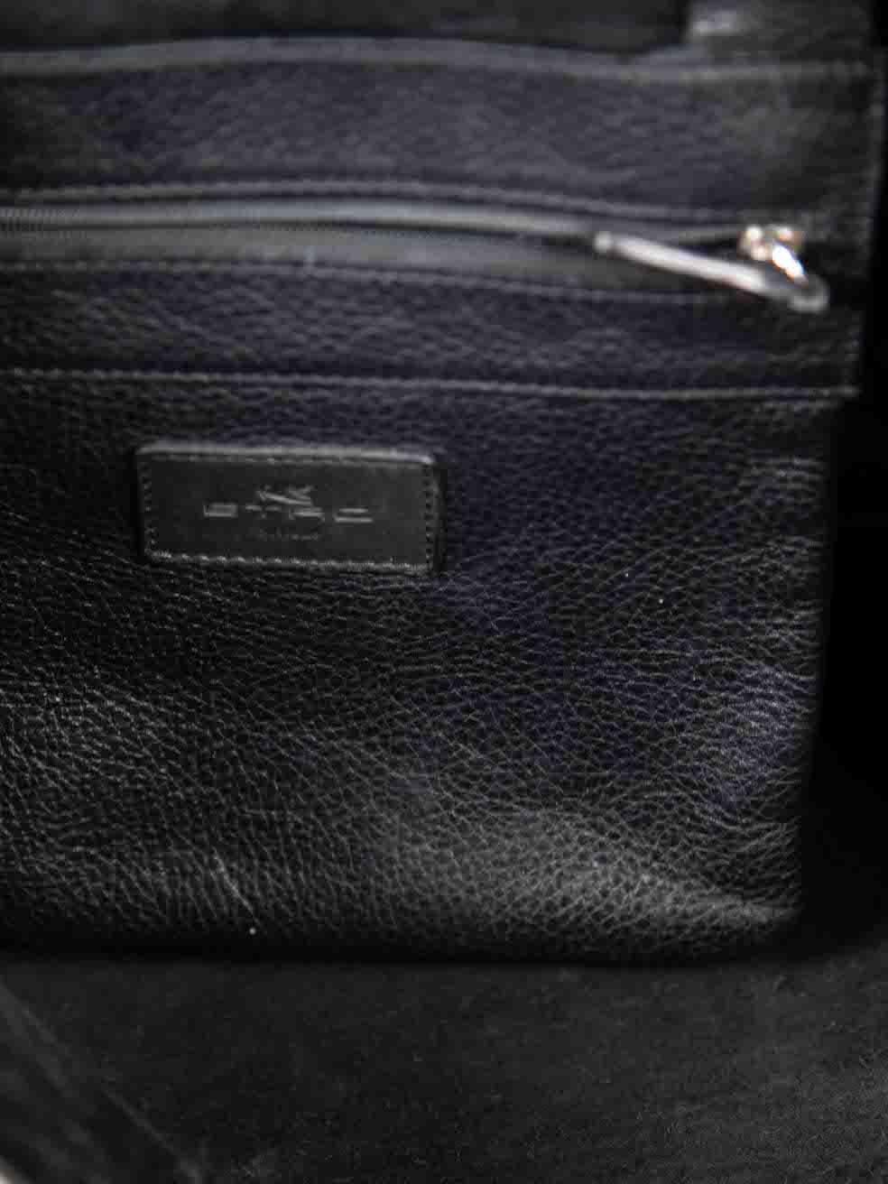 Etro Black Leather Medium Tote Bag For Sale 1
