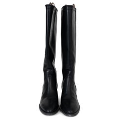 ETRO black leather WESTERN CARVING Cowboy Boots Shoes 38
