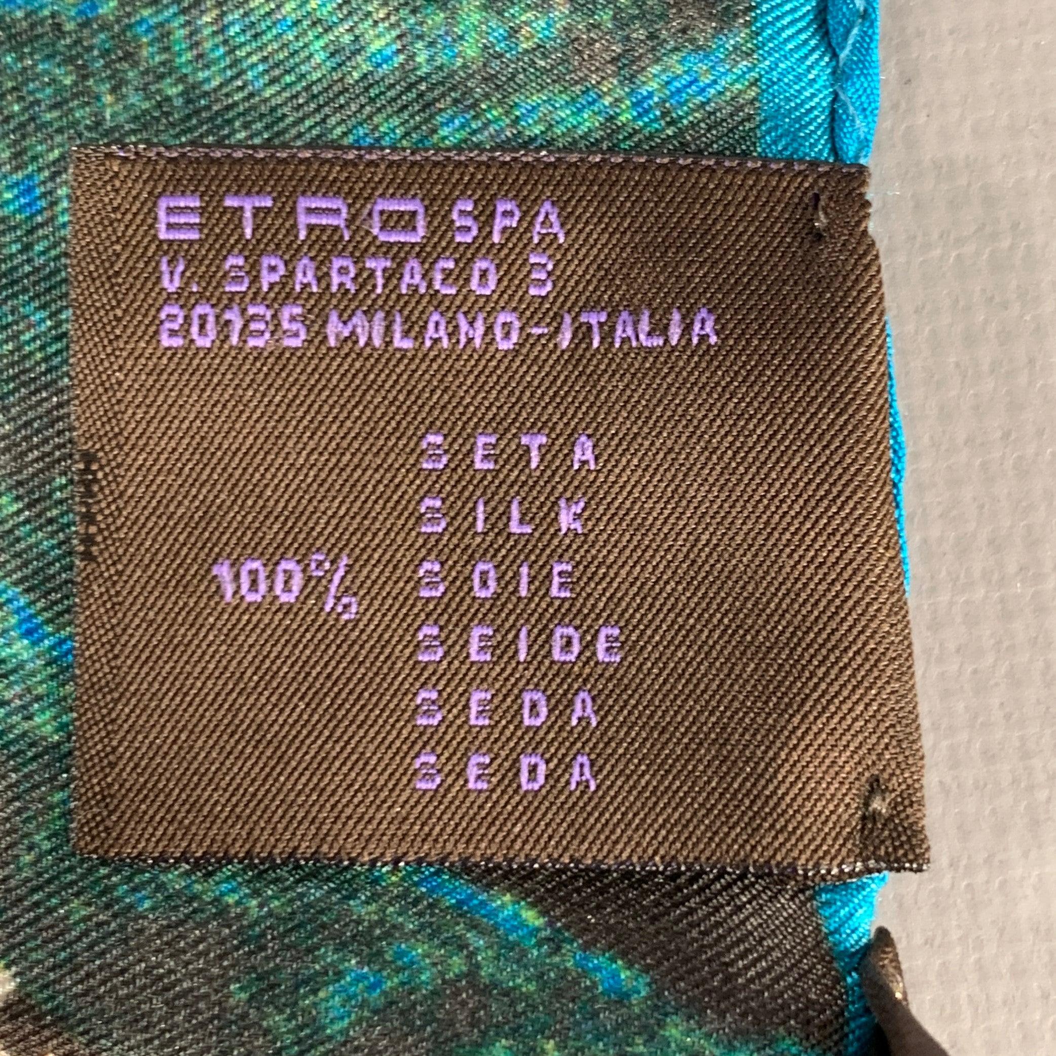 De los hombres ETRO Pañuelo de bolsillo de seda negro multicolor abstracto en venta