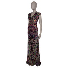 ETRO black & multi viscose NIDRA FLORAL MAXI Dress 46 XL