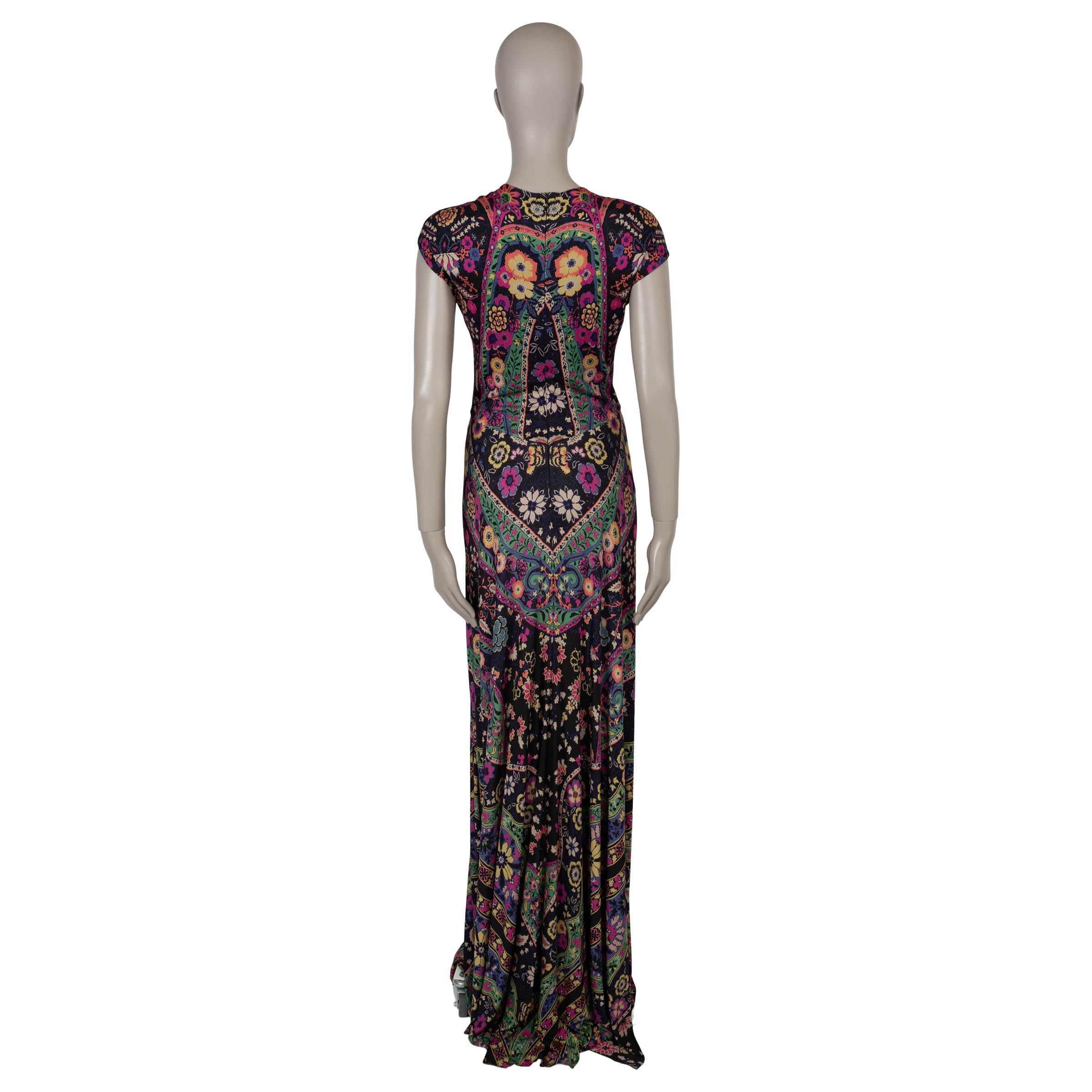 Nero Etro nero e multi viscosa NIDRA FLORAL MAXI Dress 46 XL in vendita