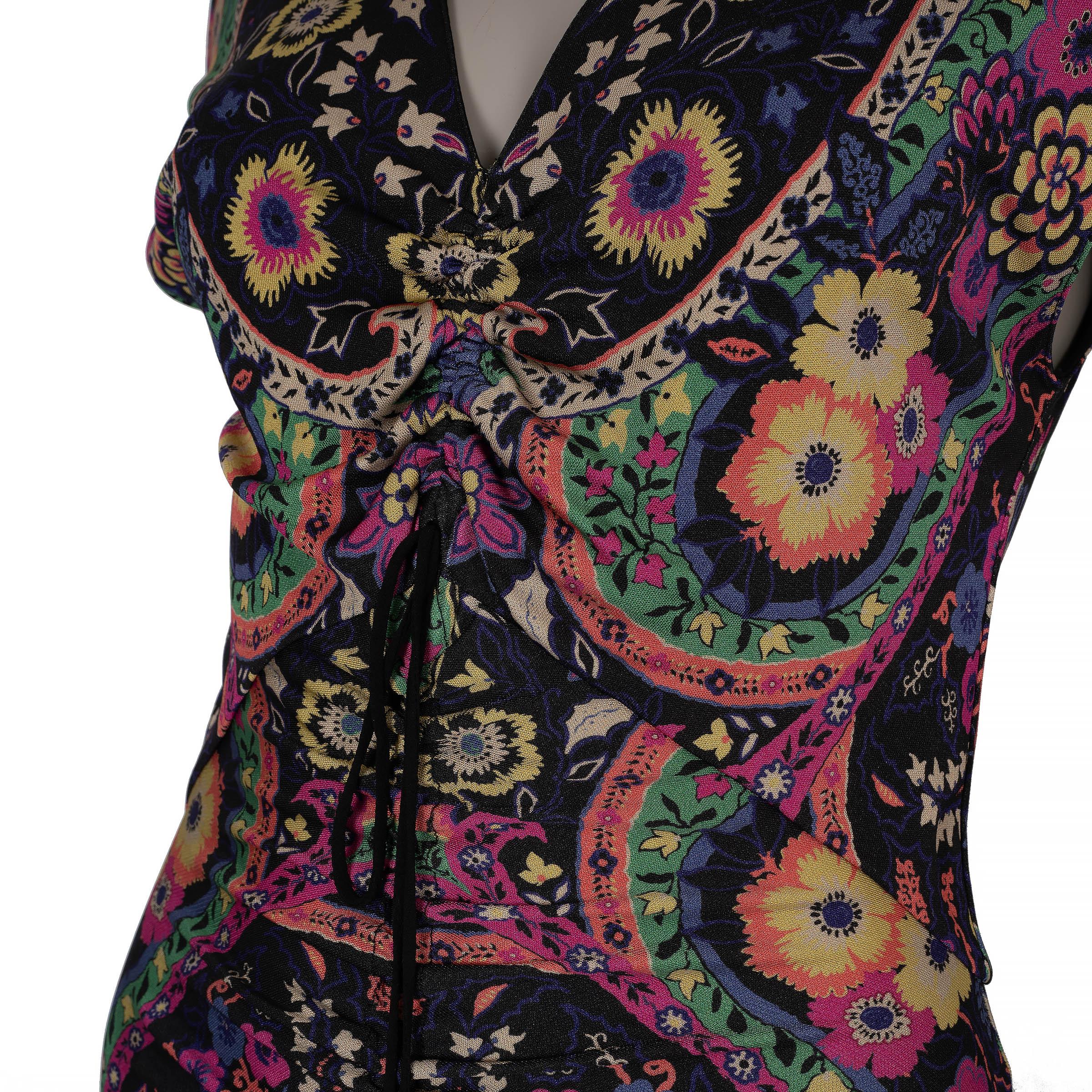 Etro nero e multi viscosa NIDRA FLORAL MAXI Dress 46 XL In condizioni ottime in vendita a Zürich, CH