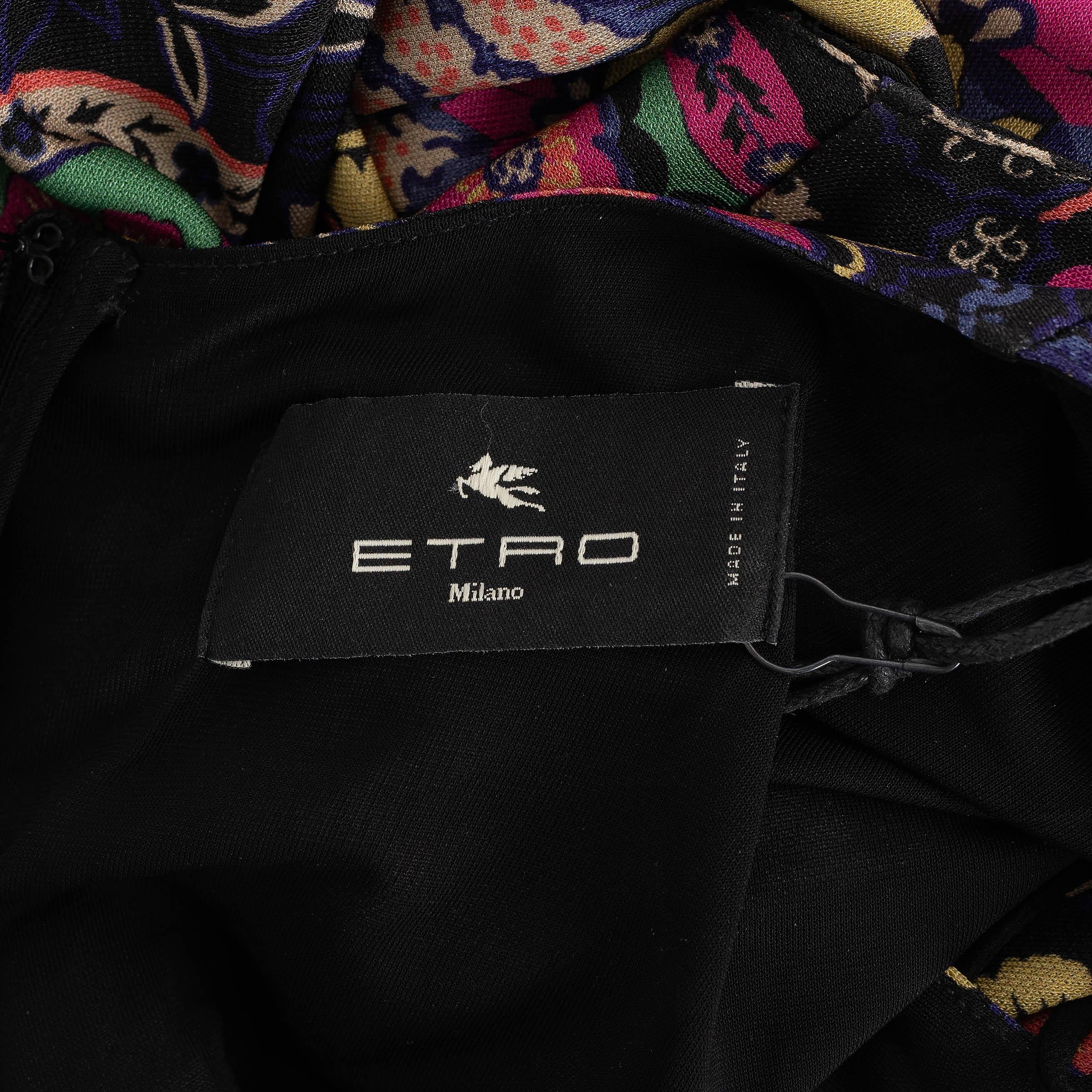 Donna Etro nero e multi viscosa NIDRA FLORAL MAXI Dress 46 XL in vendita