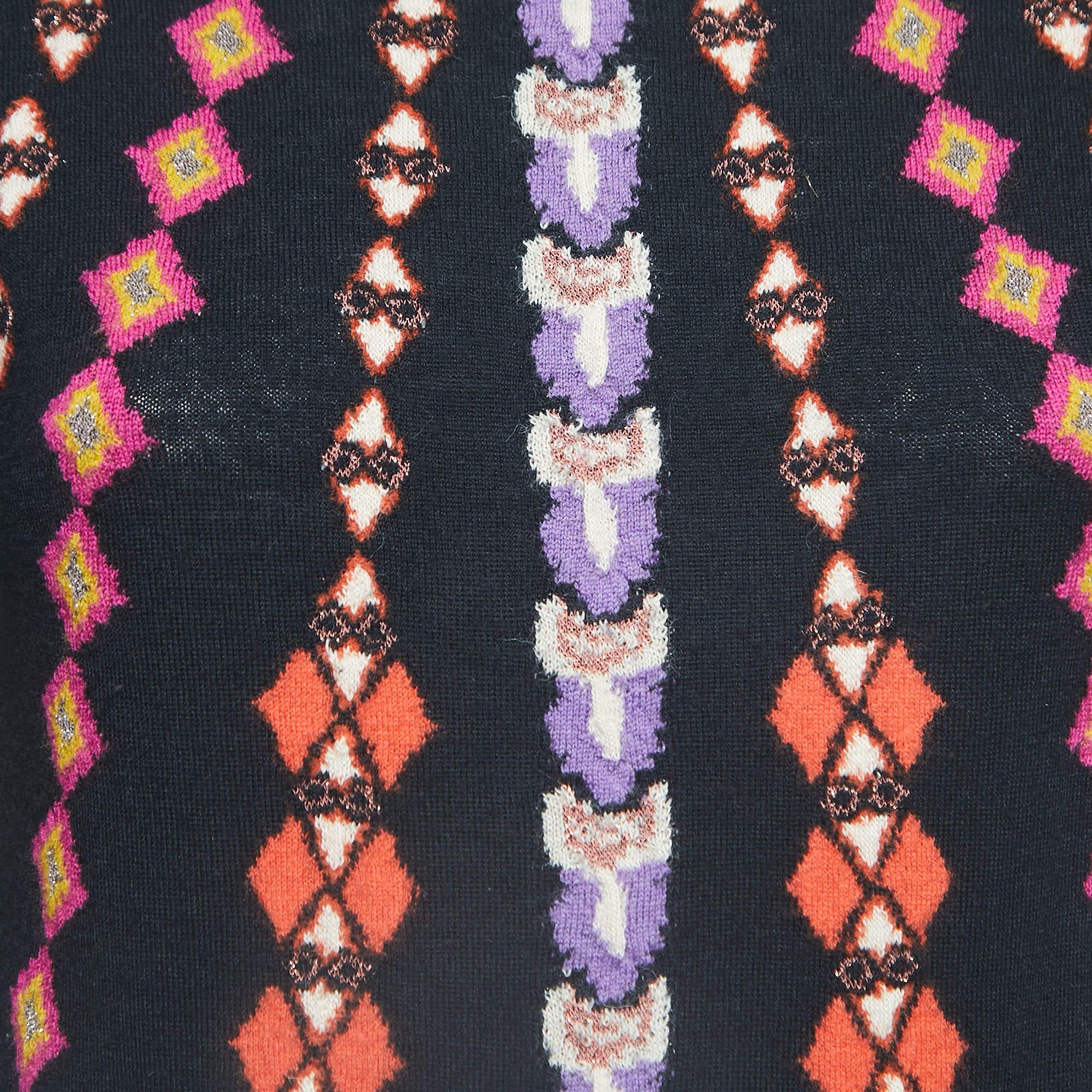 Noir Etro - Top en tricot à motifs noirs/multicolores S en vente