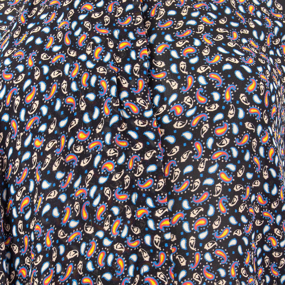 ETRO black & multicolor silk PAISLEY ASYMMETRIC Blouse Shirt S For Sale 1