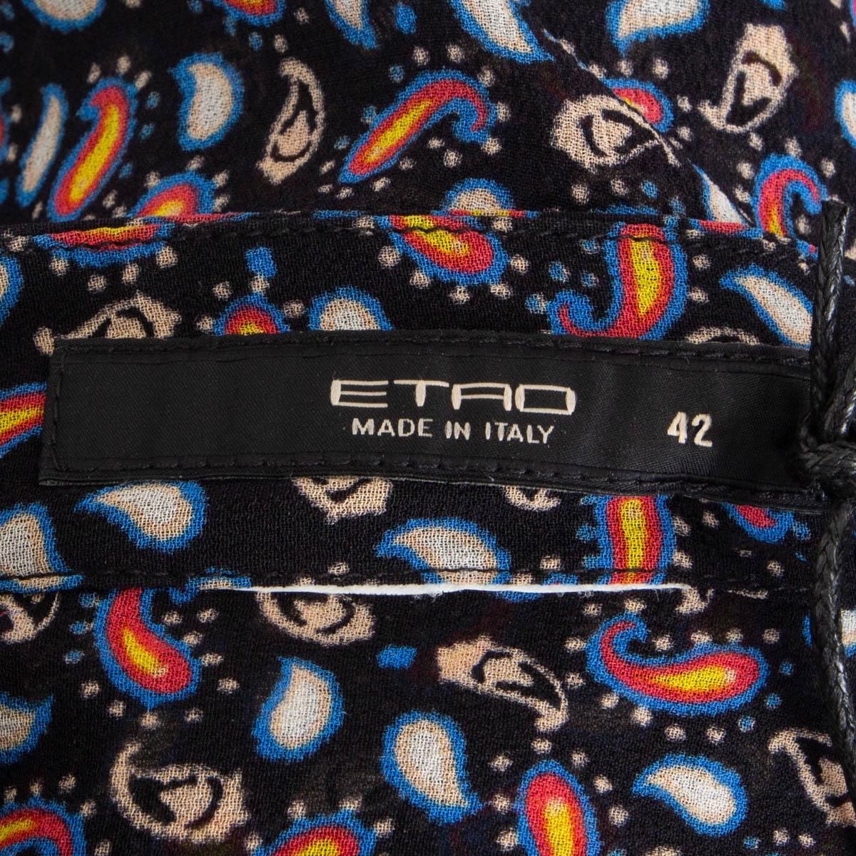 ETRO black & multicolor silk PAISLEY ASYMMETRIC Blouse Shirt S For Sale 2