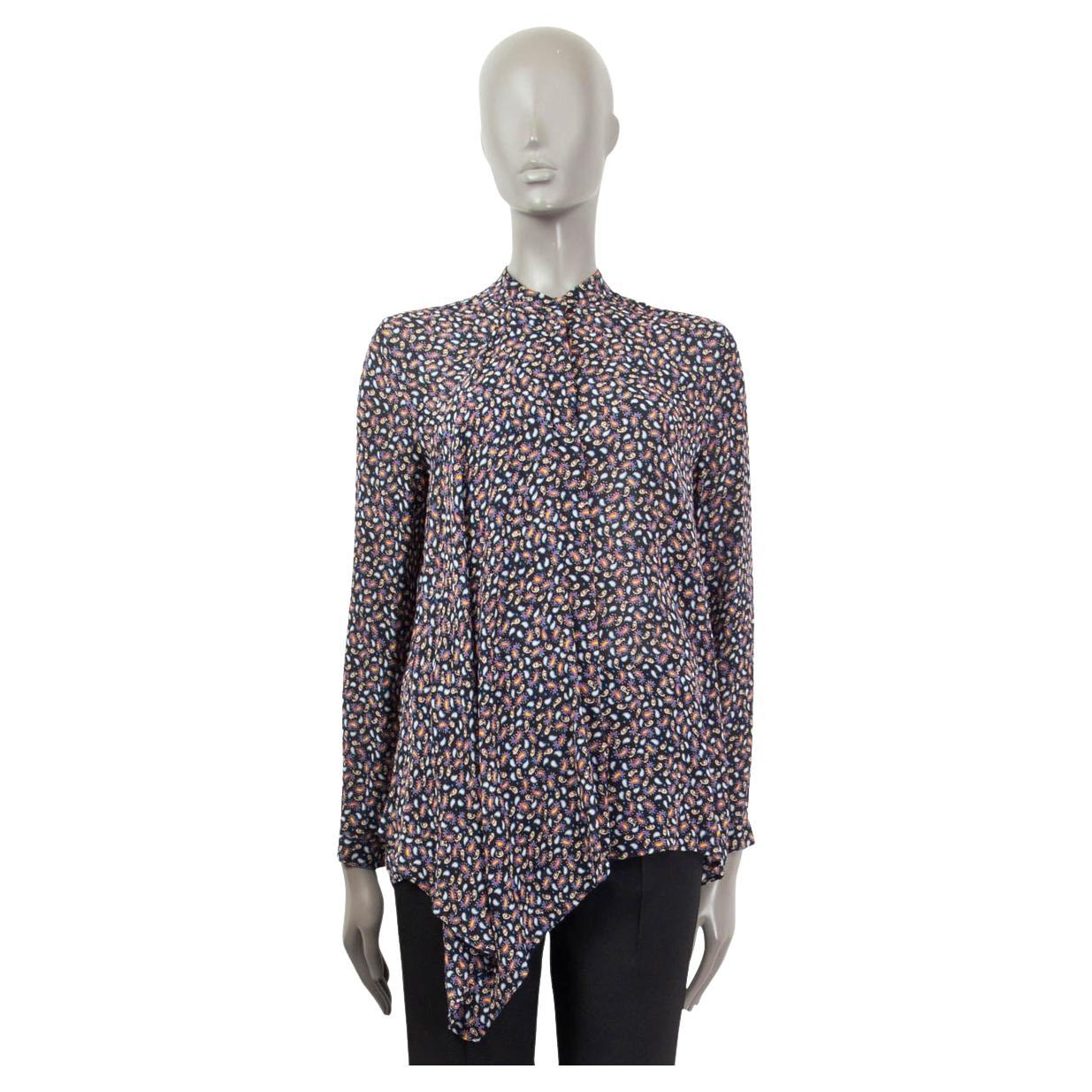 ETRO black & multicolor silk PAISLEY ASYMMETRIC Blouse Shirt S For Sale