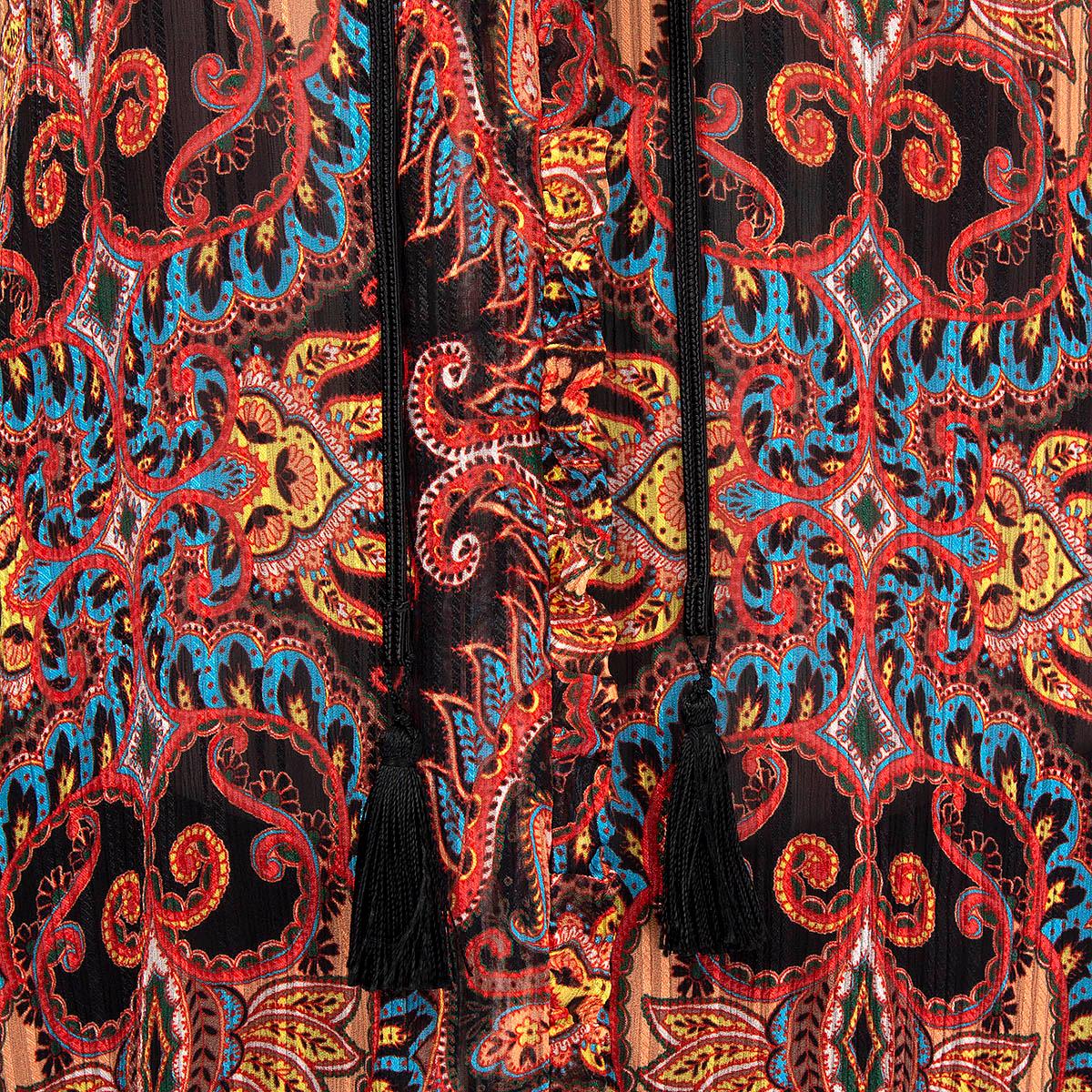 ETRO black & multicolor silk PAISLEY PEASANT Blouse Shirt 42 M For Sale 1