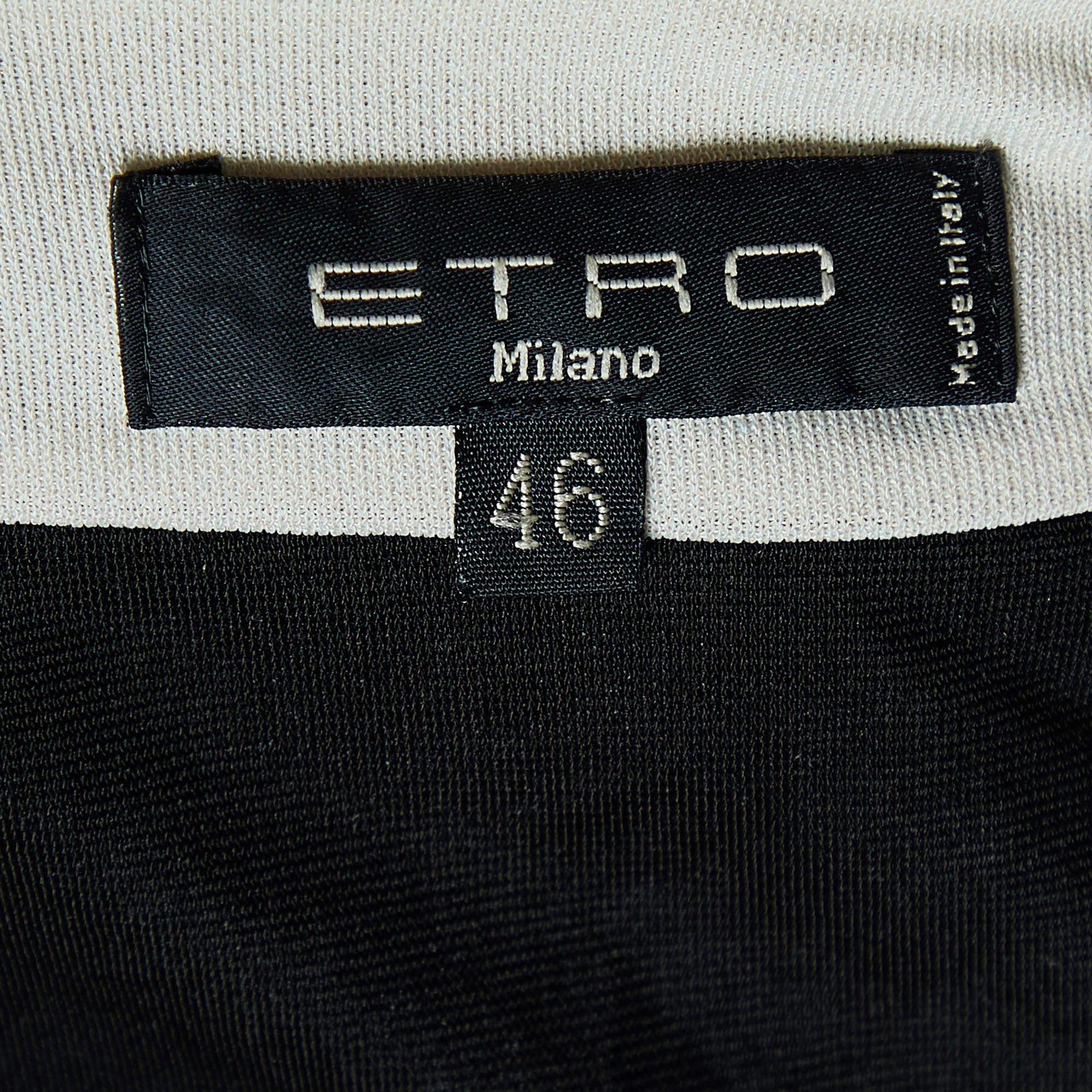 Etro - Vestito midi in jersey con stampa Paisley nero e finta fascia L. In condizioni buone in vendita a Dubai, Al Qouz 2