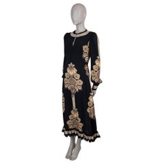 ETRO black polyester 2024 FLORAL & PAISLEY MIDI Dress 44 L
