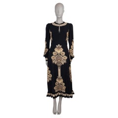 ETRO black polyester 2024 FLORAL & PAISLEY MIDI Dress 44 L