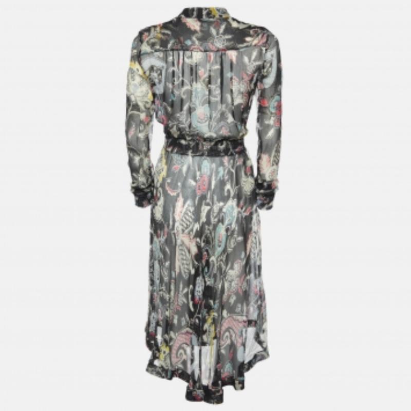 Etro - Vestito midi con scollo a V in seta stampata nera S.I.V.A. In condizioni buone in vendita a Dubai, Al Qouz 2
