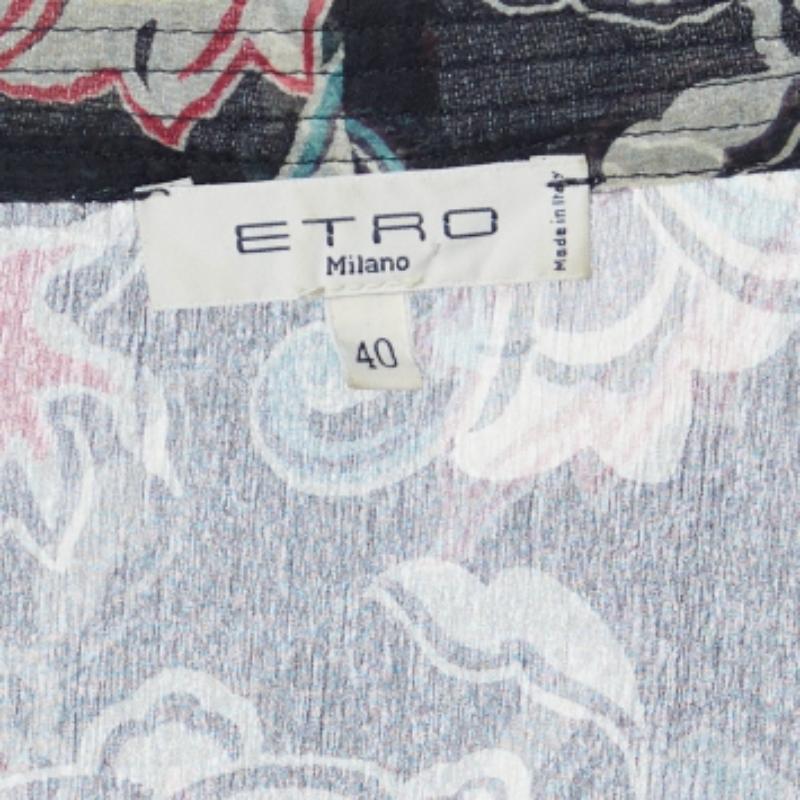 Etro - Vestito midi con scollo a V in seta stampata nera S.I.V.A. in vendita 1