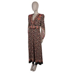 Etro, abito midi floreale SANTA BARBARA 2021 in poliestere nero e rosso, taglia 44 L