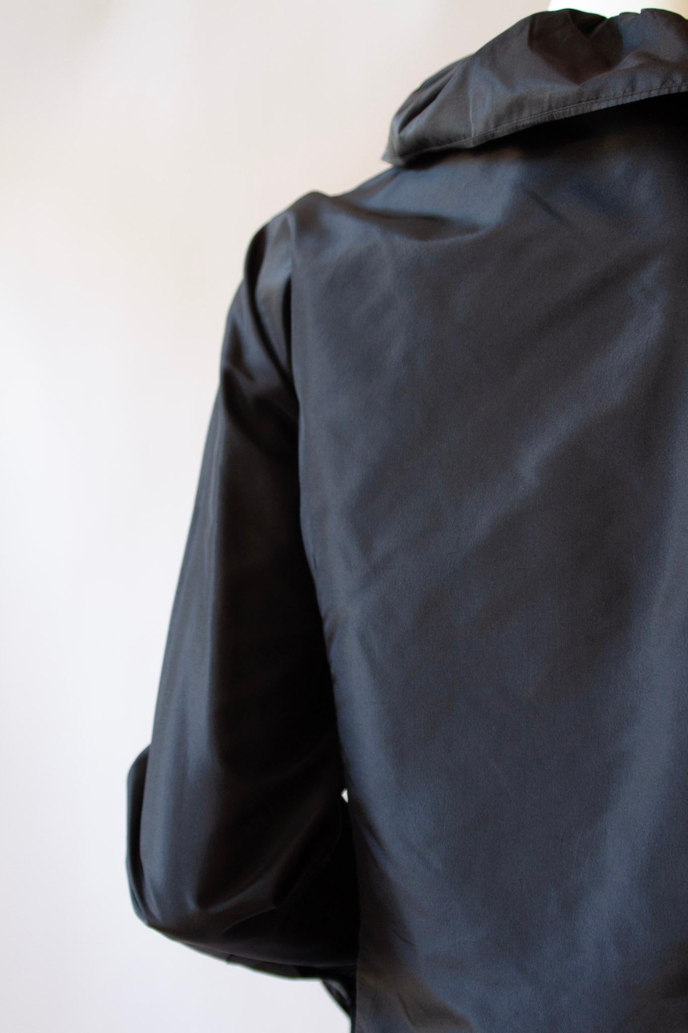 Etro Black Ruffled Silk Blouse For Sale 4