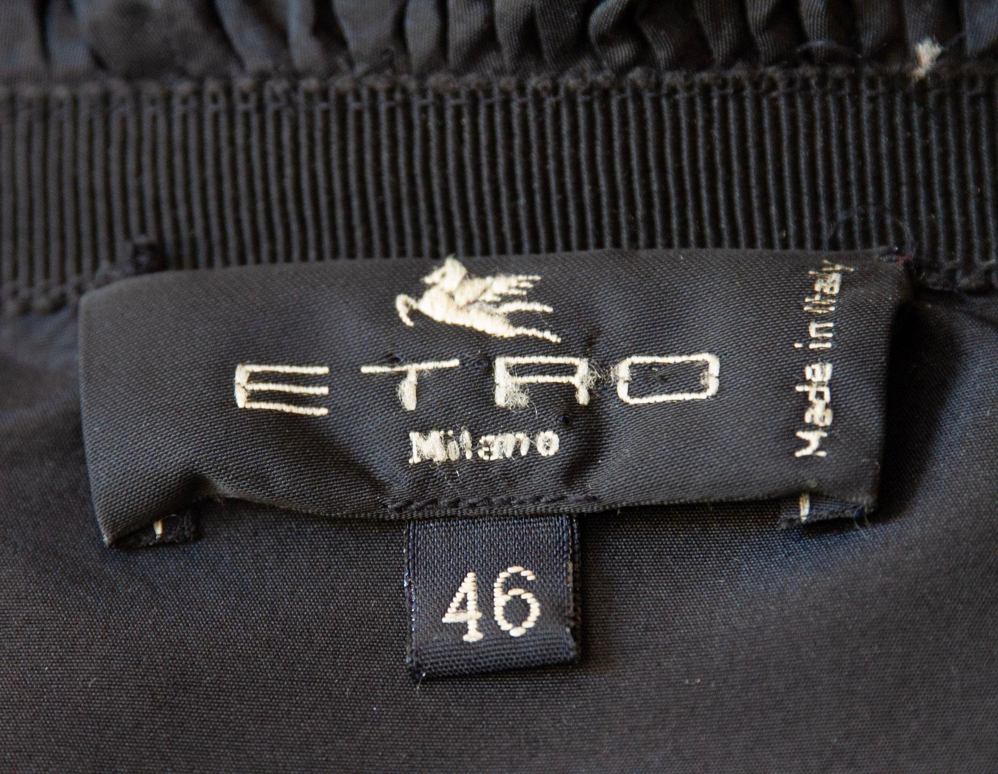 Etro Black Ruffled Silk Blouse For Sale 5