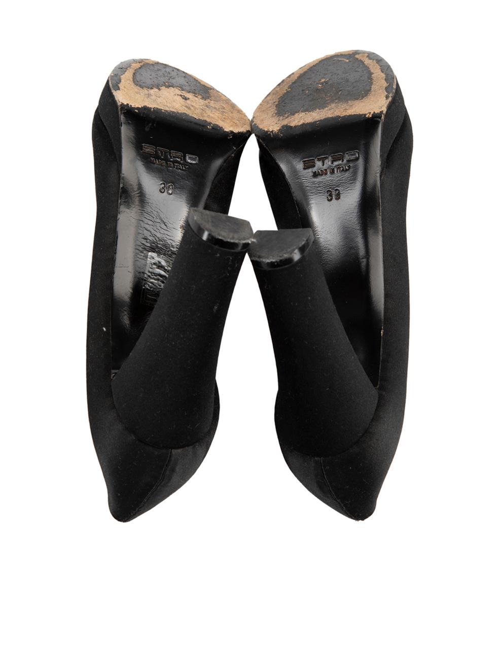 Etro Bombas de satén negro con adornos Talla IT 38 en Bueno estado para la venta en London, GB