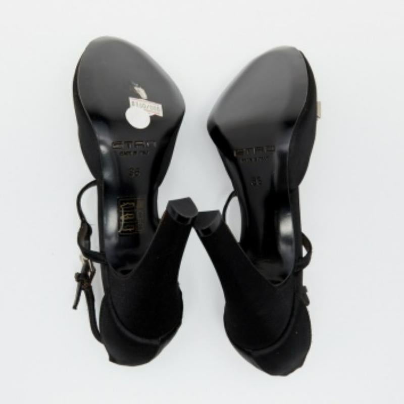 Etro Black Satin Embellished T Strap Sandals Size 36 For Sale 4