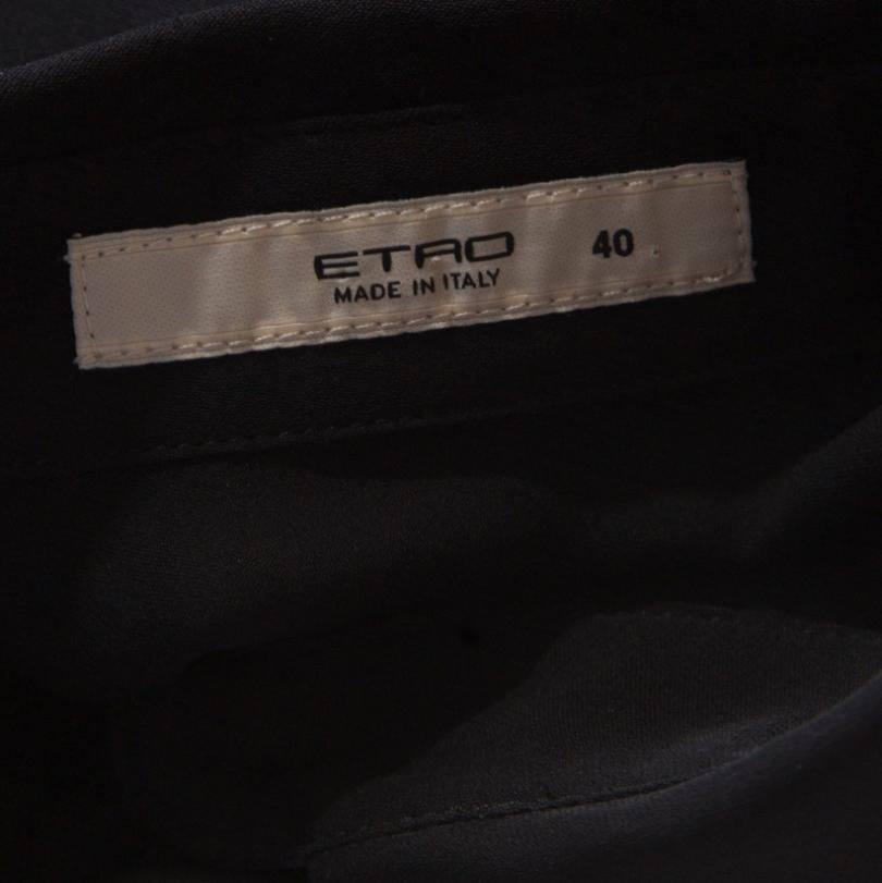 Etro Black Sheer Silk Ruffle Front Tunic Top S 1