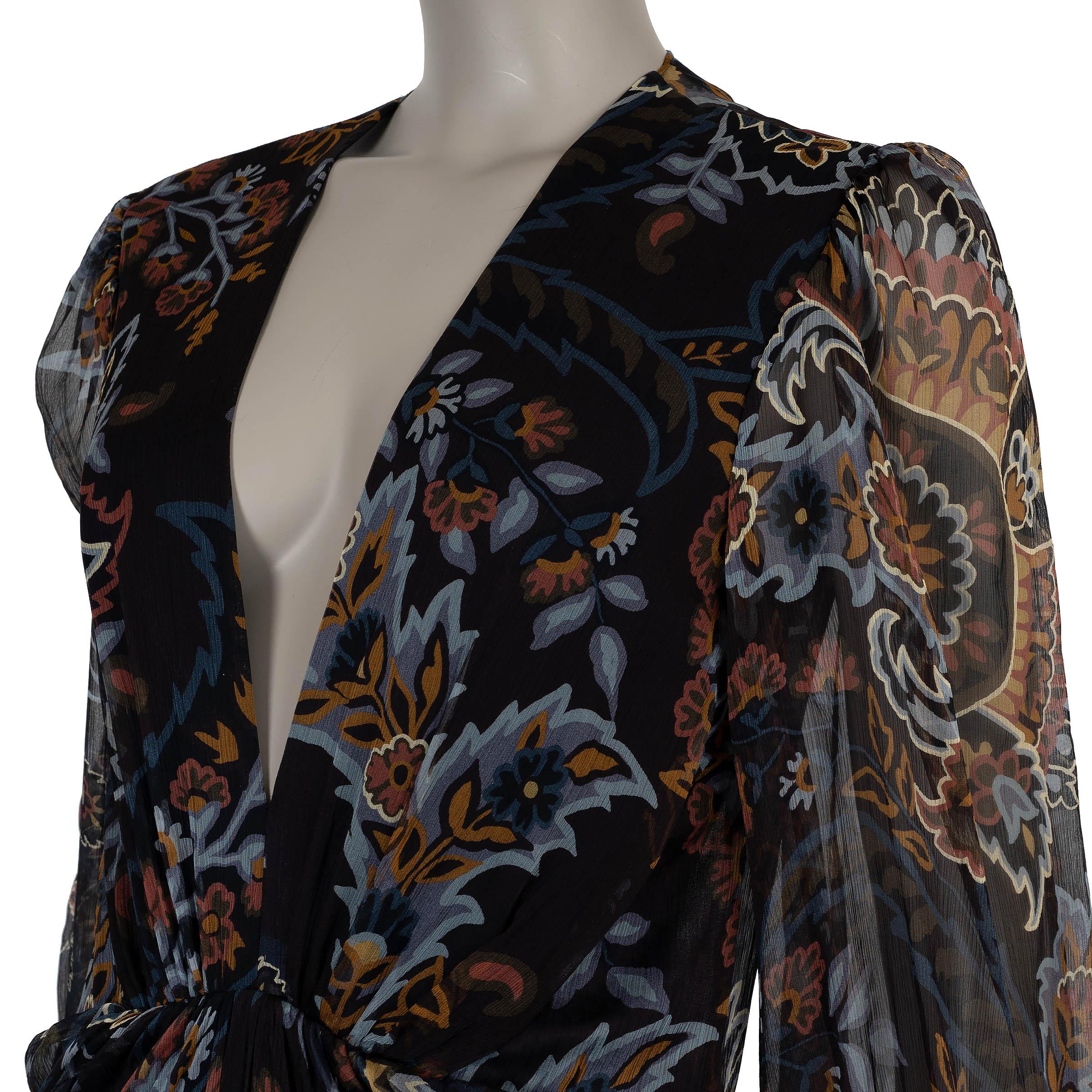 De las mujeres ETRO seda negro 2024 FLORAL CHIFFON Vestido Vestido 44 L en venta