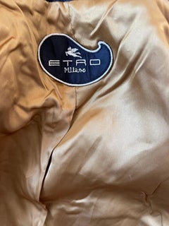 Etro Black Silk Blend Size 44 / US 8 Military Inspired Jacket w/ Flower Cuffs