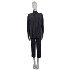 ETRO black silk SANTA BARBARA DRAPED PUSSY BOW Blouse Shirt 44 L