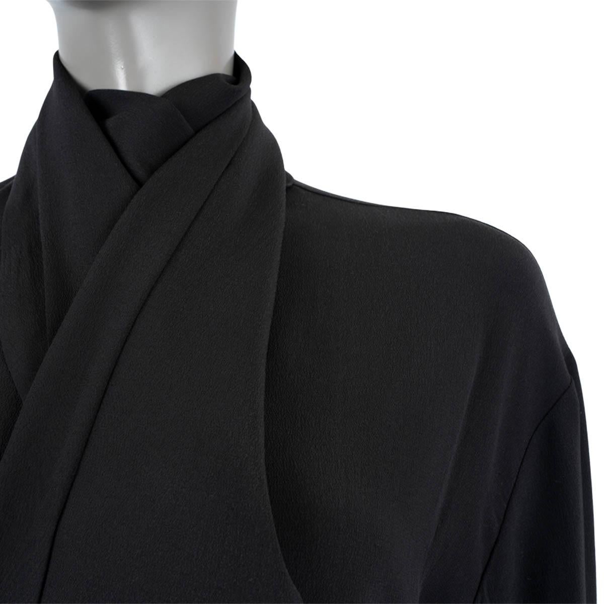 Women's ETRO black silk SANTA BARBARA DRAPED PUSSY BOW Blouse Shirt 44 L For Sale