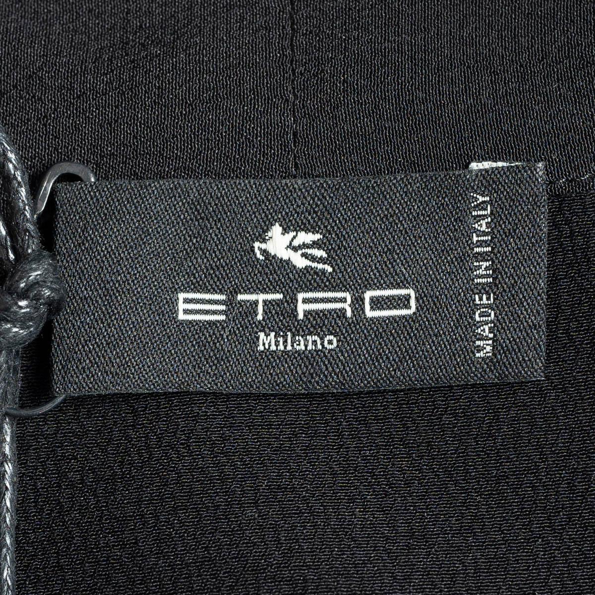 ETRO black silk SANTA BARBARA DRAPED PUSSY BOW Blouse Shirt 44 L For Sale 1
