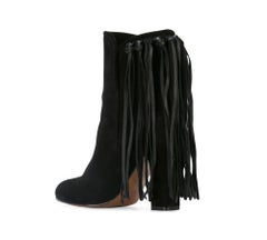 Etro Black Suede Fringe Pull-On Round Toe Ankle Boots Size 38