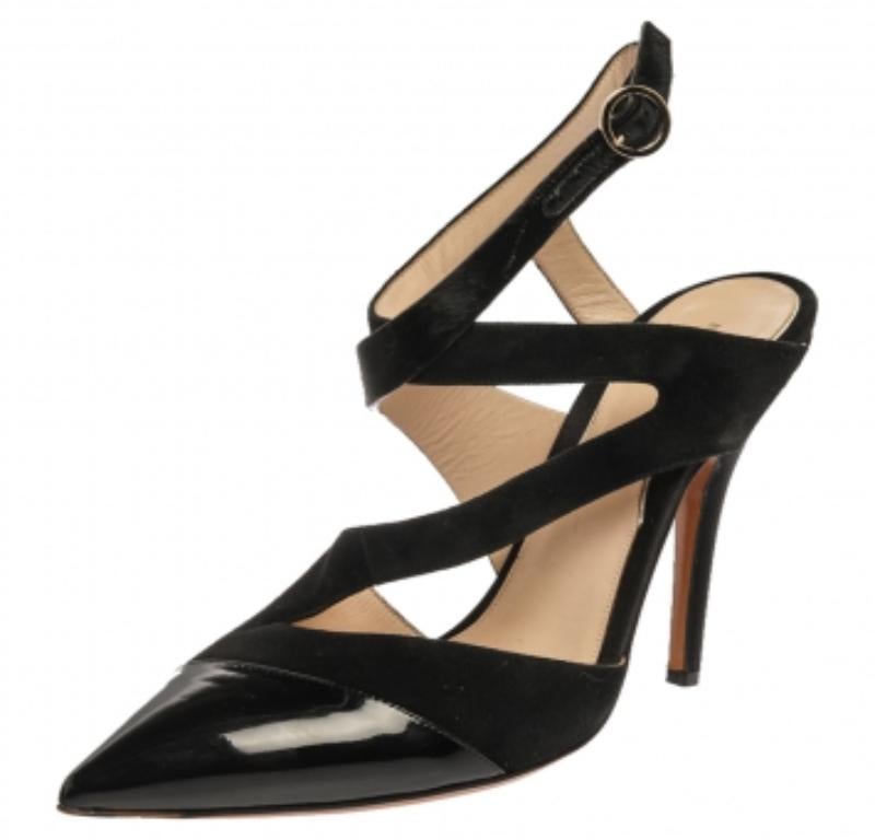 Etro Black Suede Leather And Pony Hair Pointed Toe Ankle Strap Sandals Size 40 For Sale 4