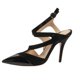 Etro Black Suede Leather And Pony Hair Pointed Toe Ankle Strap Sandals Size 40