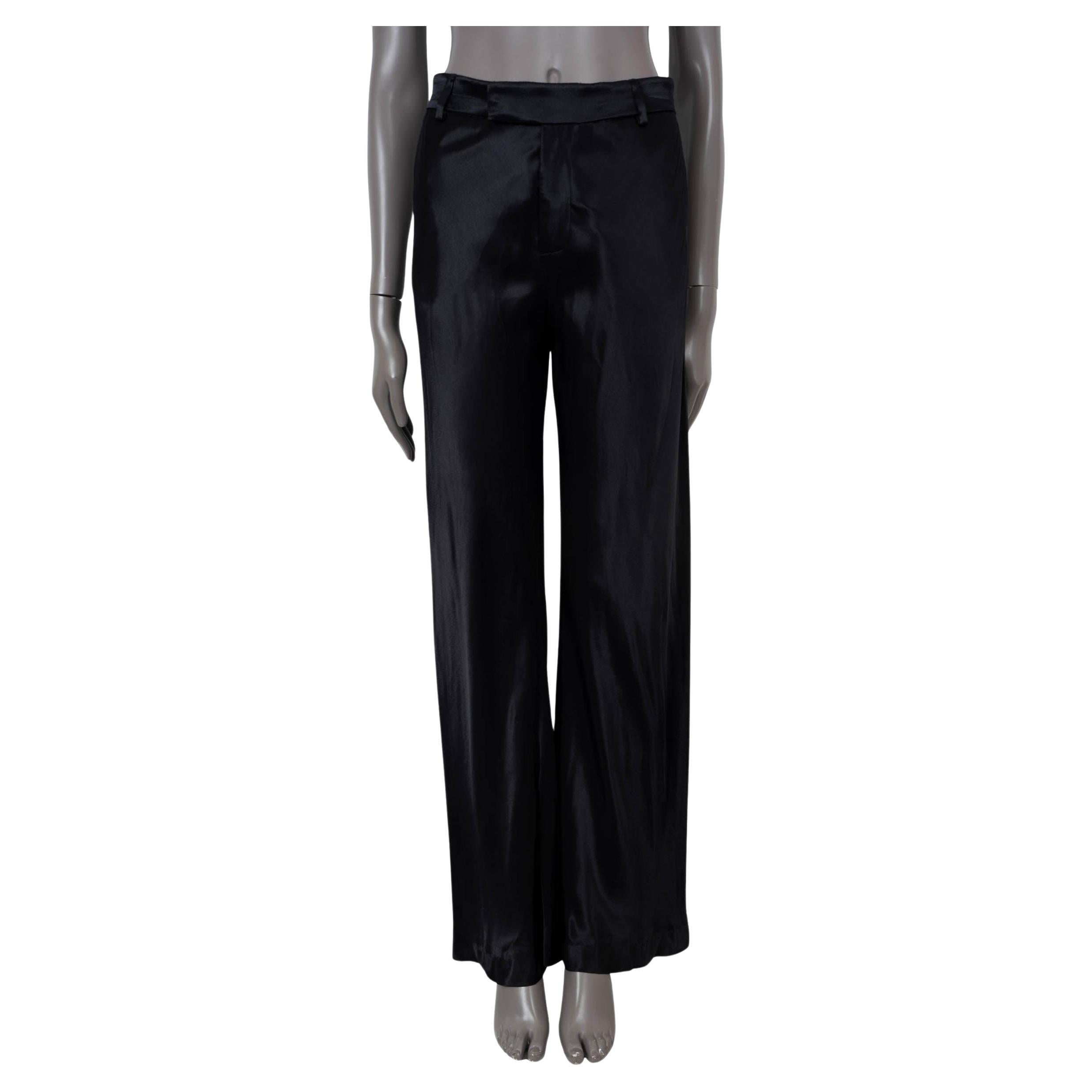 ETRO negro viscosa 2022 SATIN FLARED Pantalones 42 M