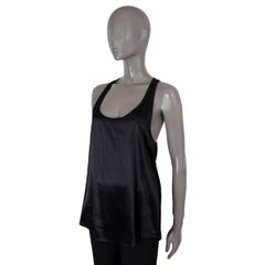 ETRO negro viscosa 2022 SATIN RACERBACK Tank Top Camisa 42 M