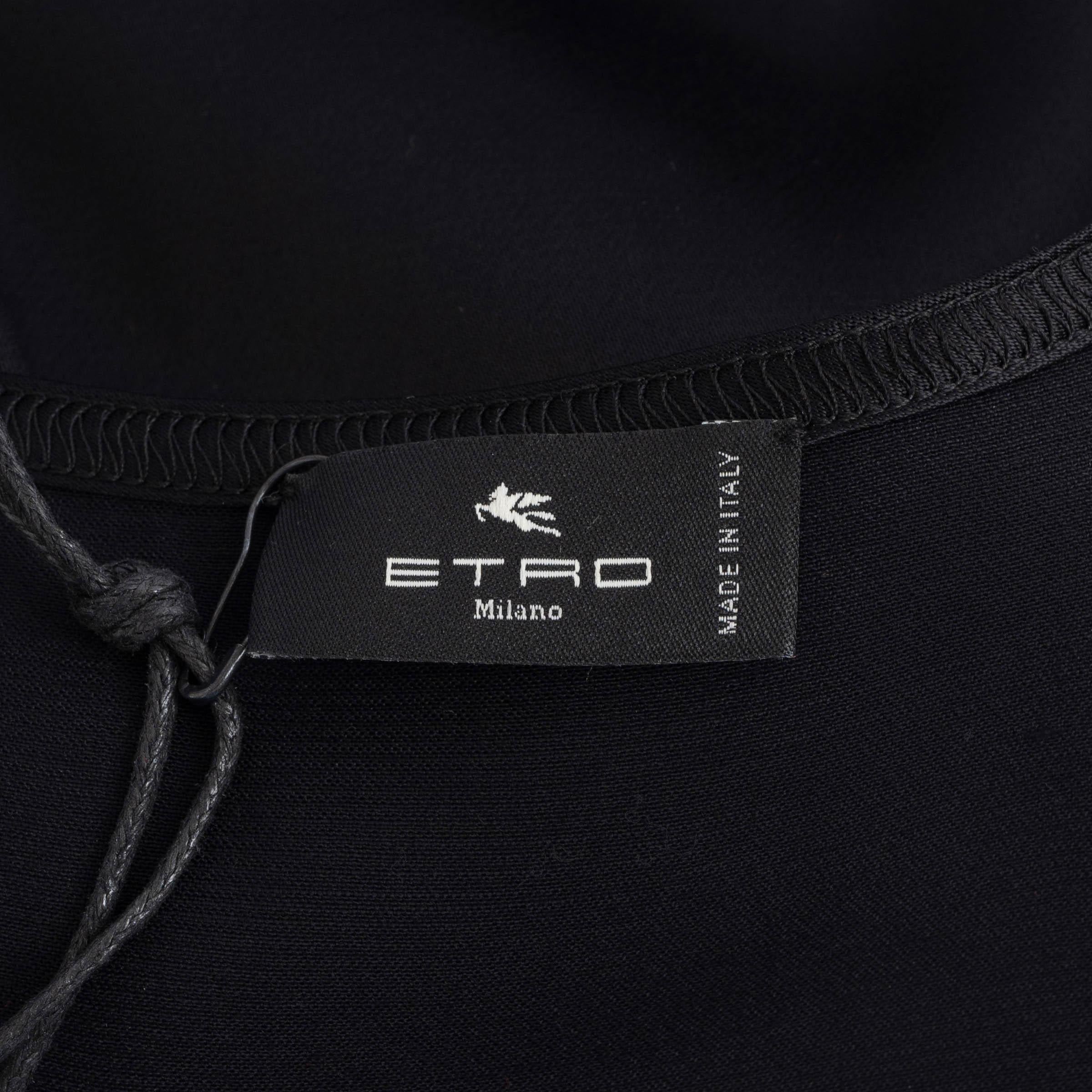 ETRO canotta nera in viscosa 2022 SATIN RACERBACK Camicia 42 M. in vendita 1