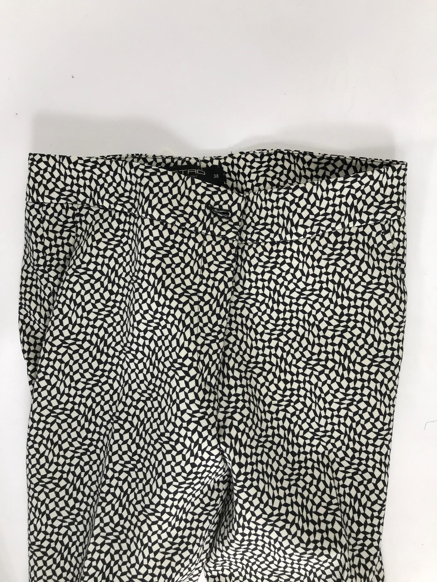 Etro Black & White Diamonds & Squares Print Wool Trousers 38 3