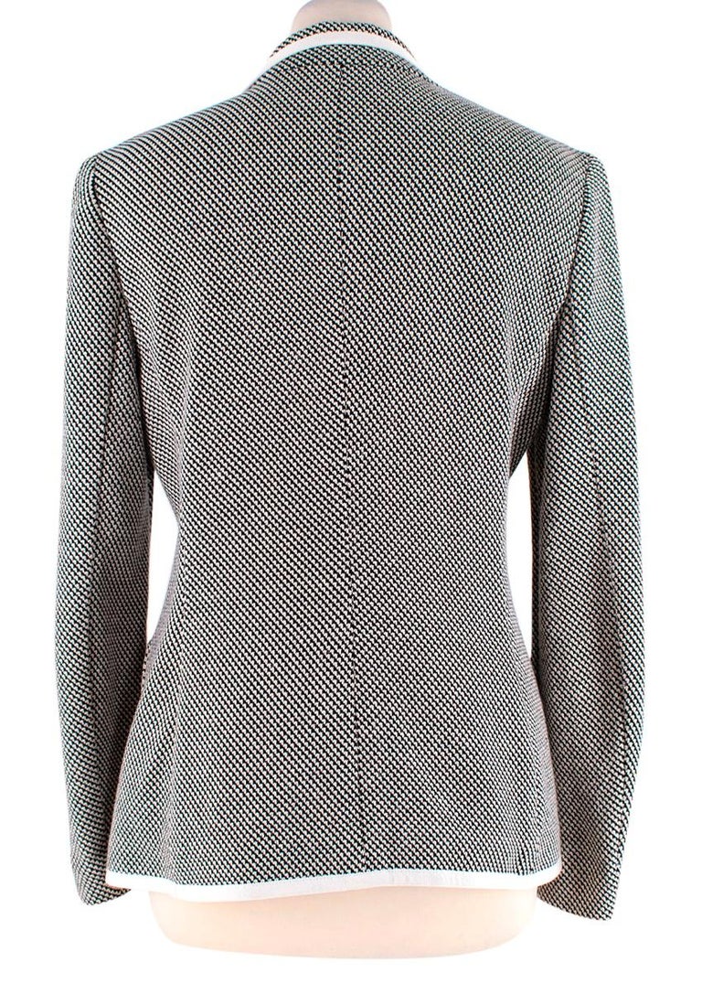 Etro Black and White Micro-Houndstooth Knitted Blazer For Sale at 1stDibs