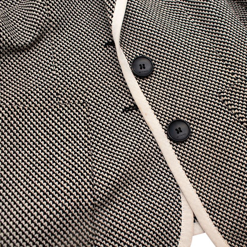 Etro Black & White Micro-Houndstooth Knitted Blazer In Excellent Condition For Sale In London, GB