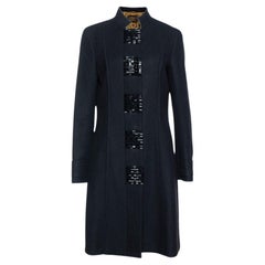 Etro Black Wool Embellished Detail Button Front Coat M