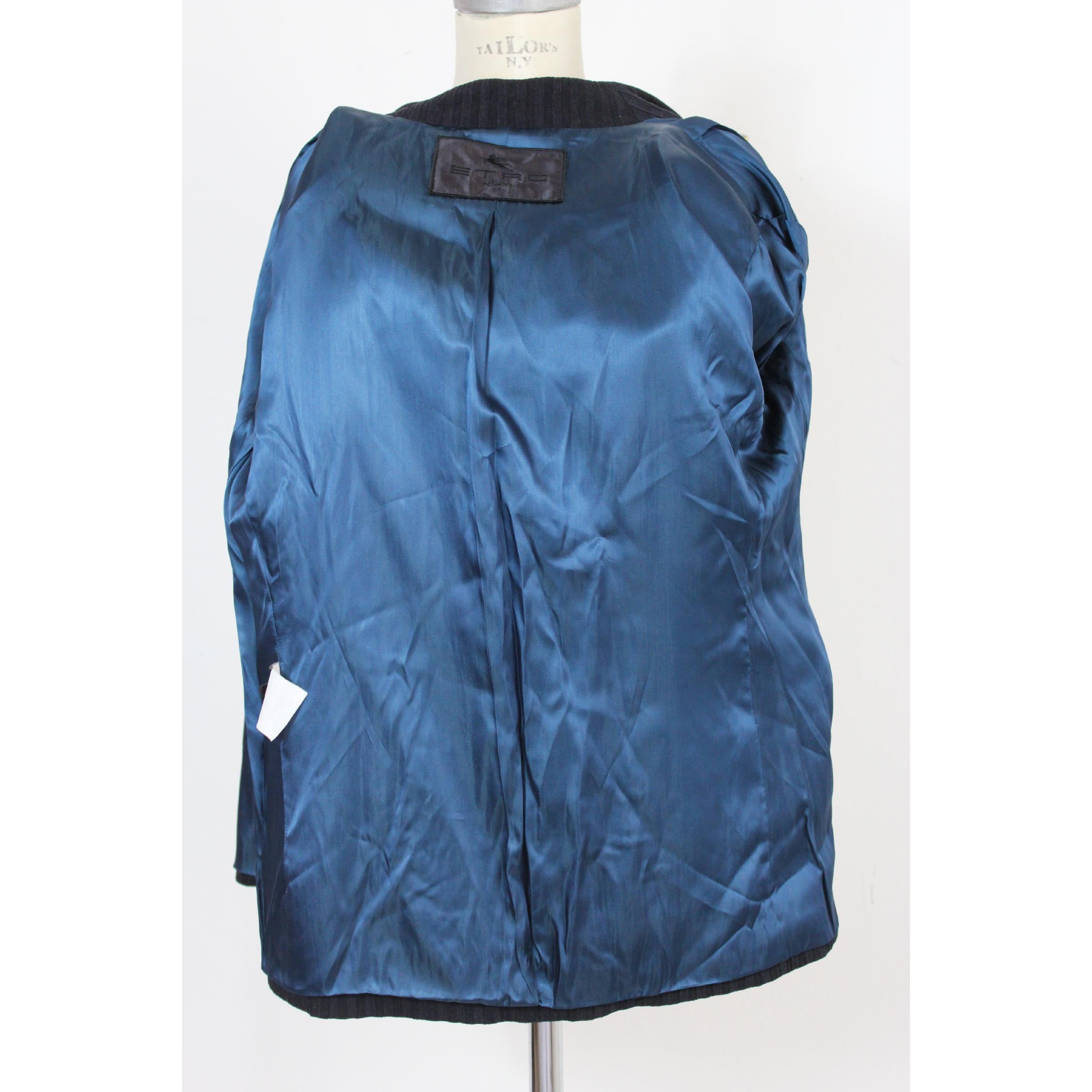 Etro Black Wool Pleated Korean Evening Jacket 1990s 2